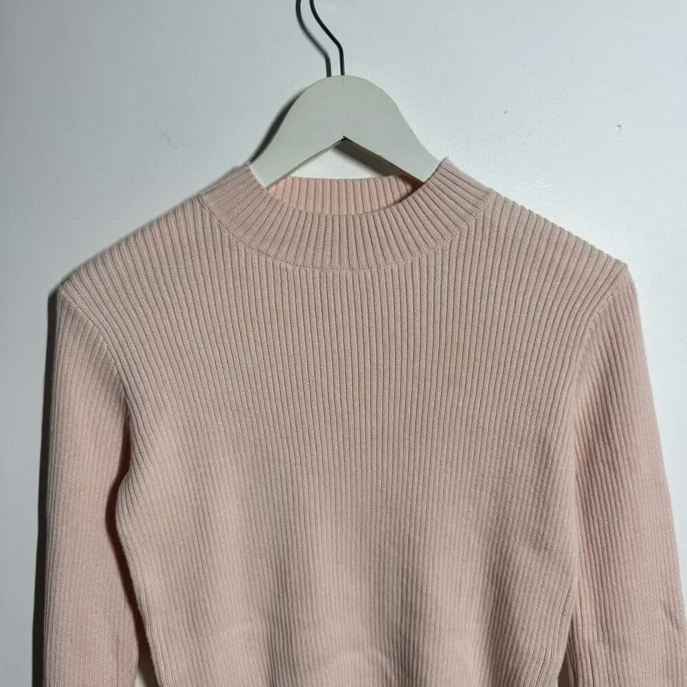 Brandy Melville John Galt Brett Sweater‎ Women S Light Pink Ribber Cotton Blend